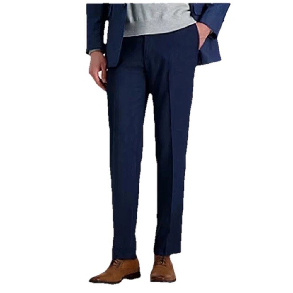 Haggar Premium Comfort Mens Straight Fit Dress Flat Front Pant 36W x 29L Navy